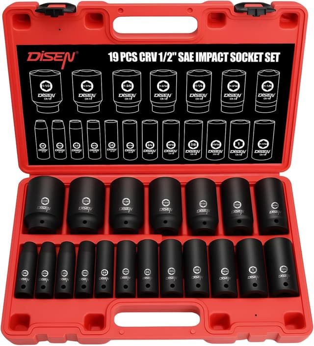 Imagen de DISEN 19-Piece 1/2" SAE Impact Socket Set en OfertitasTOP