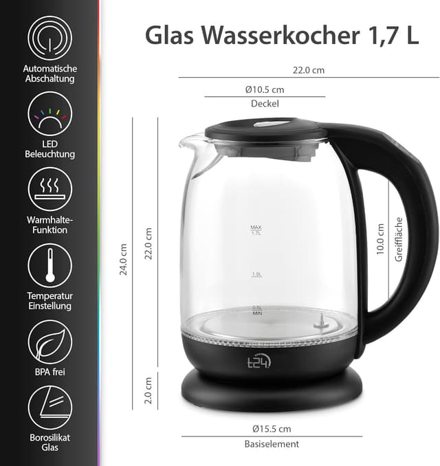 Thumbnail 2 de T24 Wasserkocher Glas 1,7 L mit Temperatureinstellung