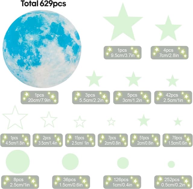 Thumbnail 2 de Luminoso Pegatinas 629 Piezas para Decoración Infantil 🌙⭐