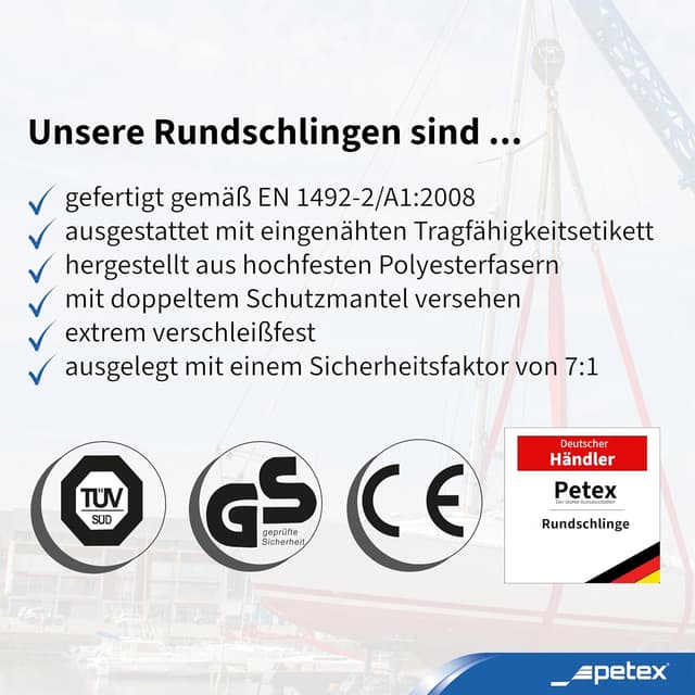 Detalle de PETEX Sangle ronde violette, charge maximale 1000 kg, conforme DIN EN 1492-2