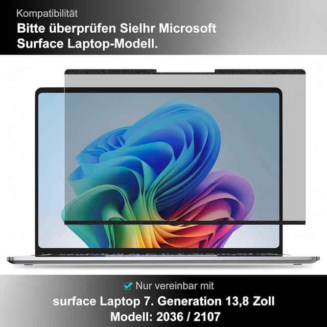 Detalle 2 de STARY Magnetischer Blickschutz für Surface Laptop 13,8 Zoll (Surface Laptop 7, 2036/2107) – abnehmbar & Anti-Glare