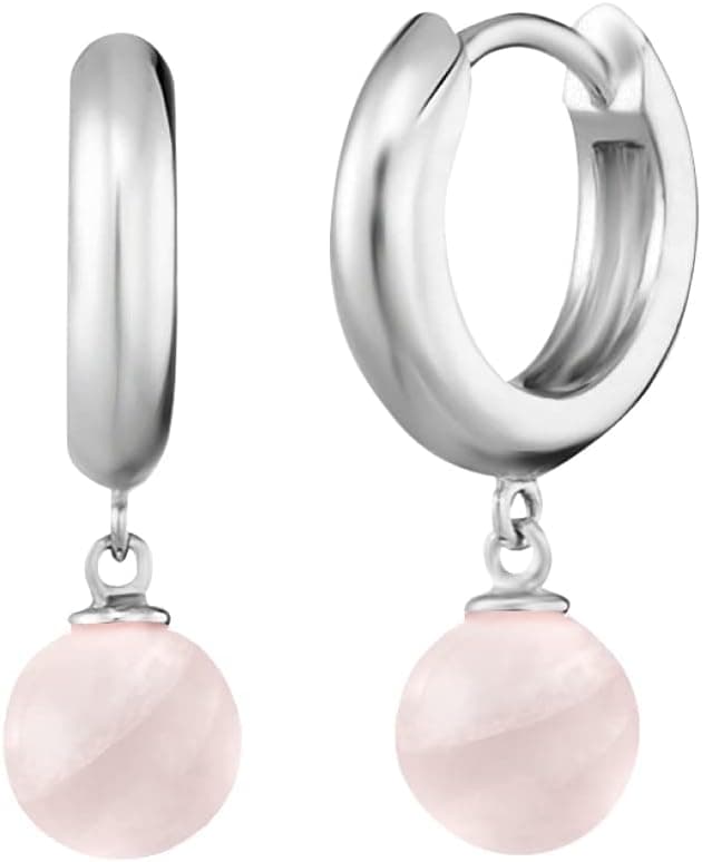 Detalle de Engelsrufer Powerful Stone Creole Rosenquarz Ohrstecker