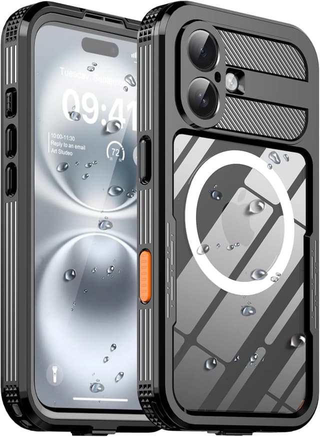 Detalle de Ezanmull Magnetic for iPhone 17 Waterproof Case (IP68) with Built-in Lens & Screen Protector