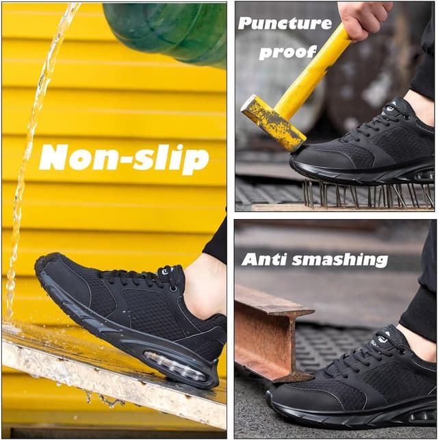 Detalle 2 de Scarpe antinfortunistiche da lavoro uomo con punta in acciaio, suola antiscivolo e cuscino d’aria