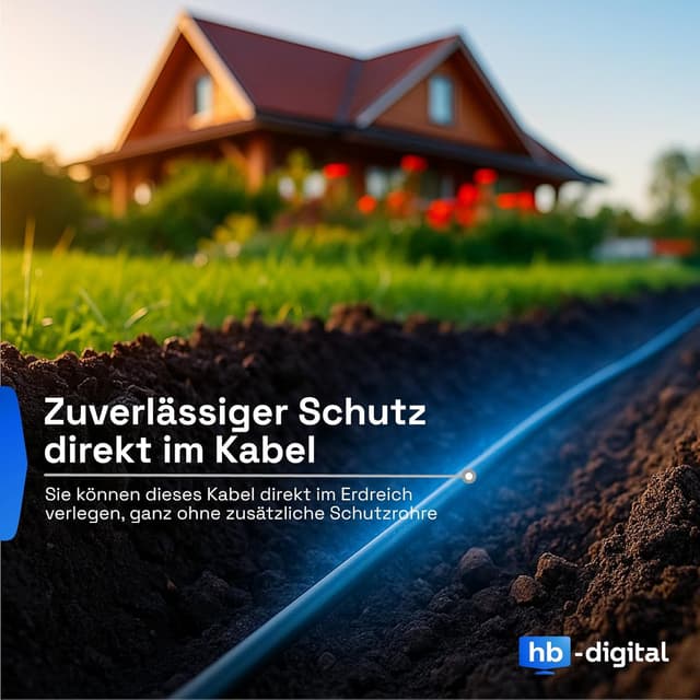 Detalle de HB-DIGITAL Outdoor-Netzwerkkabel CAT 7, 25 m, für direkte Erdverlegung – GHMT zertifiziert, S/FTP, AWG23