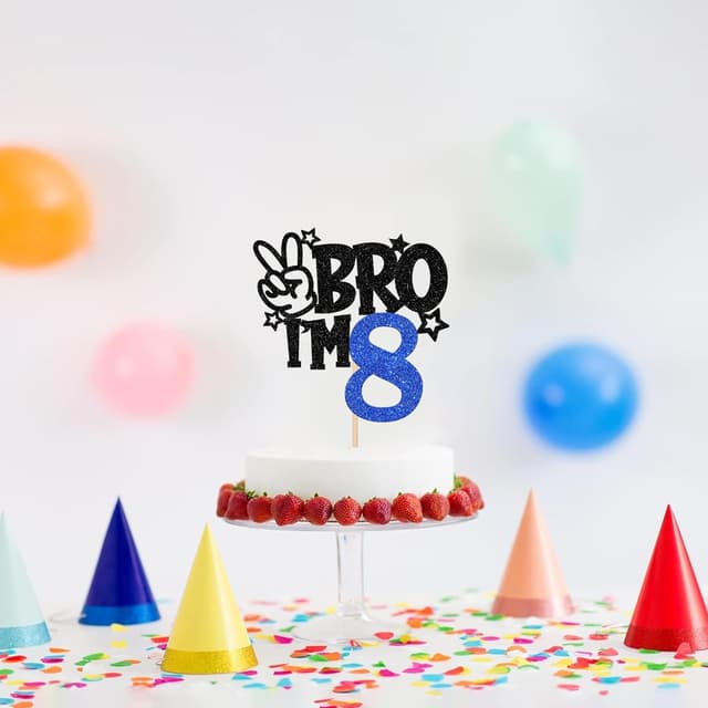 Detalle 2 de Glitzer Tortendeko BRO I'm 8, 1 Stück