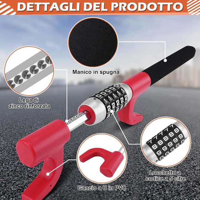 Detalle 2 de Tevlaphee Blocca sterzo antifurto universale per auto
