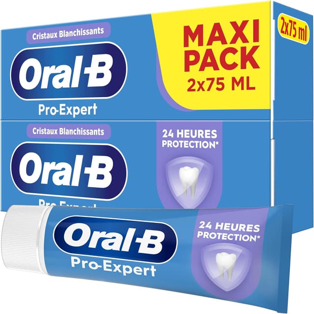 Detalle de Oral-B Dentifrice Pro-Expert pour dents sensibles — Protection 24 h, gencives & taches en surface (lot 2 x 75 ml)