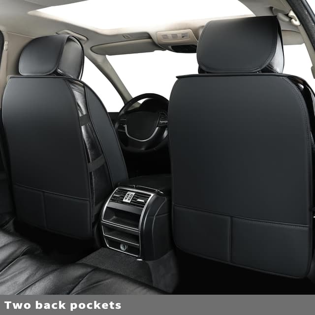 Detalle 2 de Vankerful Car Seat Covers Full Set (Universal Faux Leather Cushions) – Black