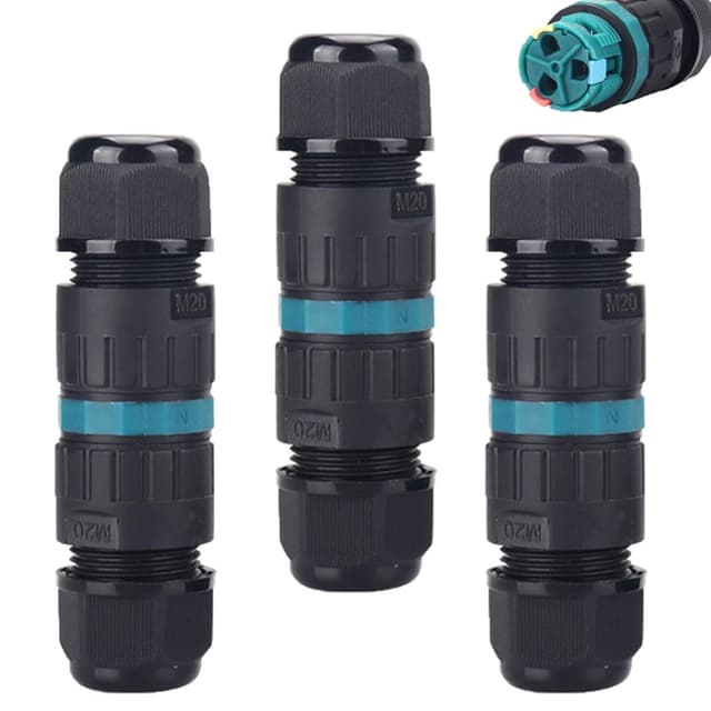 Detalle de Harewu wasserdichte Kabelverbinder IP68 (3-Polig) für Ø 9–14 mm Kabel – 3 Stück Außen-Verteilerdose