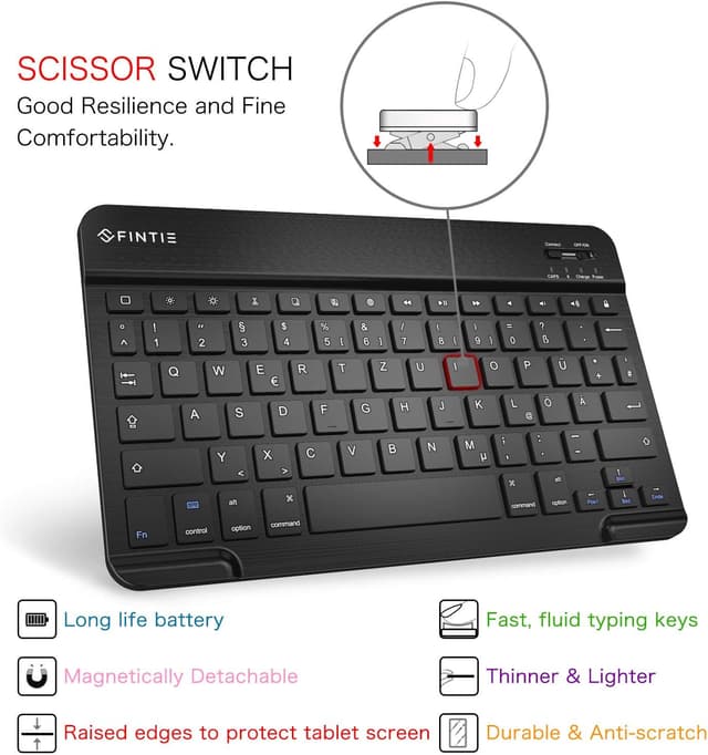 Thumbnail 6 de FINTIE Tastatur Hülle für iPad 10,2 Zoll (9./8./7. Gen., 2019–2021) mit QWERTZ, Pencil-Halter und magnetischer Bluetooth-Tastatur