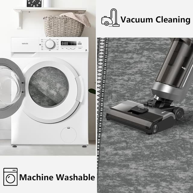 Detalle 1 de Homcomodar non-slip carpet runner for hallways, grey (80x200cm)