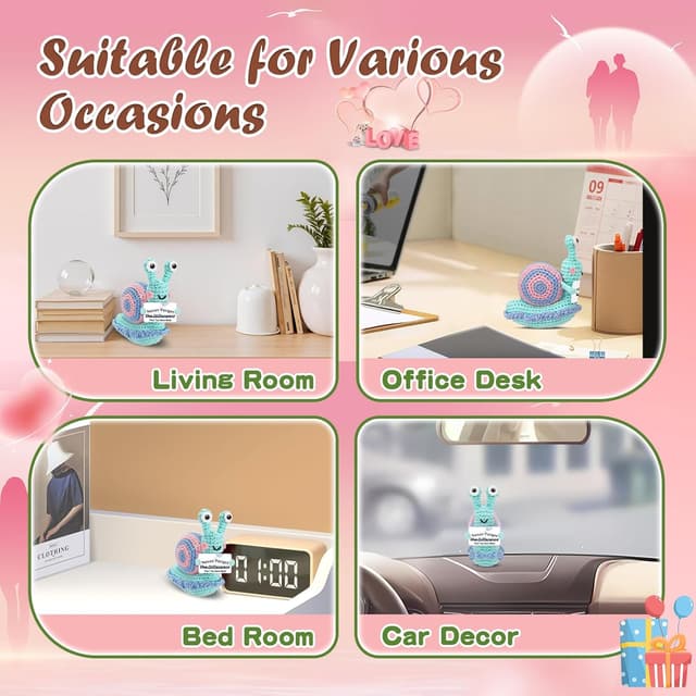 Detalle 2 de Hoedia Hand-Crocheted Snail Plush Gift (Positive Emotional Support) for Valentine’s, Anniversary, and Birthday