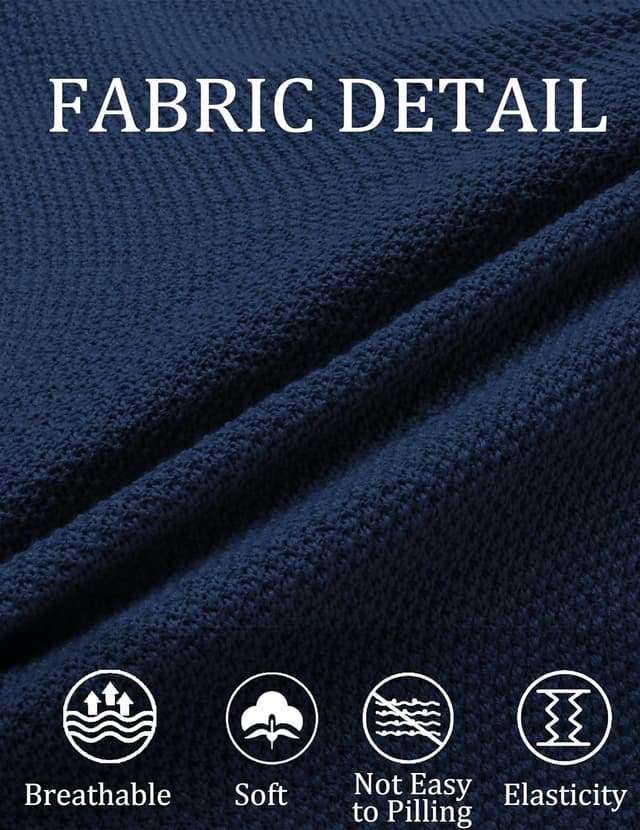 Detalle de COOFANDY men’s long-sleeved polo jumper fine knit winter sweater