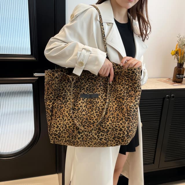 Thumbnail 1 de LOTEZAVA Leopardenmuster Große Canvas Tote