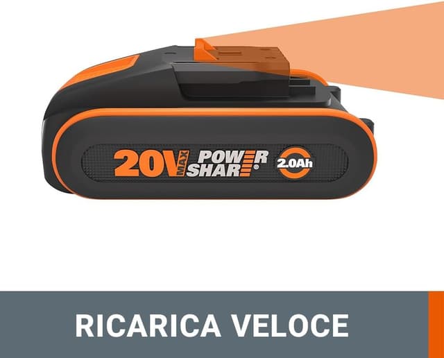 Detalle de WORX WA3639 Batteria PowerShare 20V agli ioni di litio 2.0Ah con indicatore LED