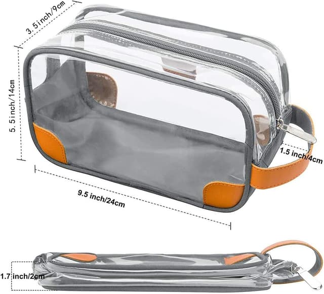 Detalle de Lermende Clear Shaving Dopp Kit Toiletry Bag (Grey) – clear travel organiser with hand strap