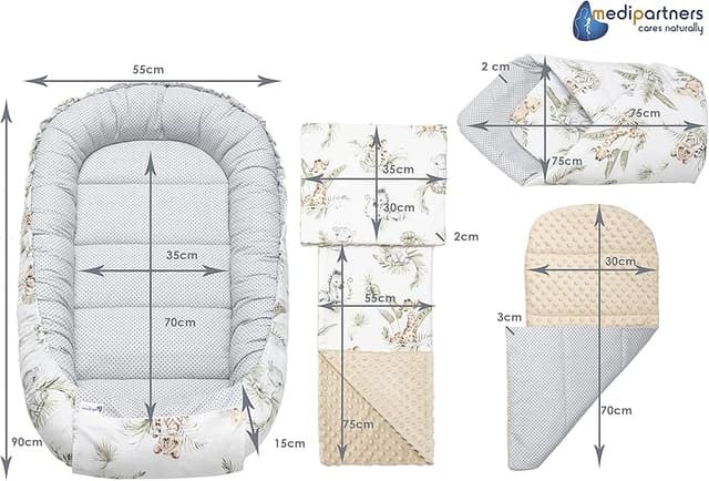 Thumbnail 1 de Medi Partners Nido Bebe Recién Nacido 🚼 Juego 5 Piezas Beige