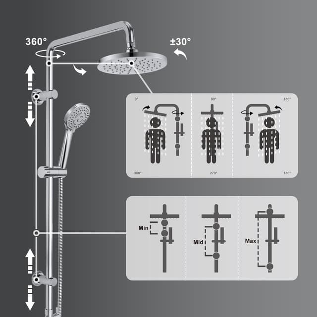 Thumbnail 3 de JOHO Colonna doccia in acciaio inox con soffione 20 cm