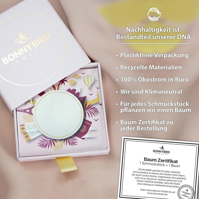 Detalle de BONNYBIRD wasserfestes Edelstahl-Boho-Armband für Damen mit BonnyCoin-Plakette (silber, gold & roségold) – 316L, einstellbar