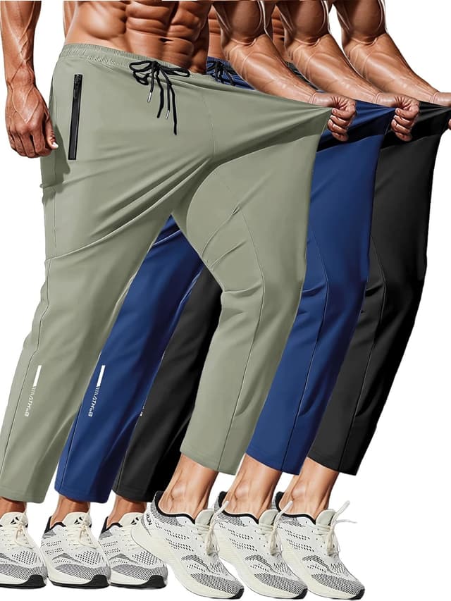 Detalle 2 de XYXYING 3-Pack Men’s Quick-Dry Sweatpants with Zipper Pockets for Running & Gym
