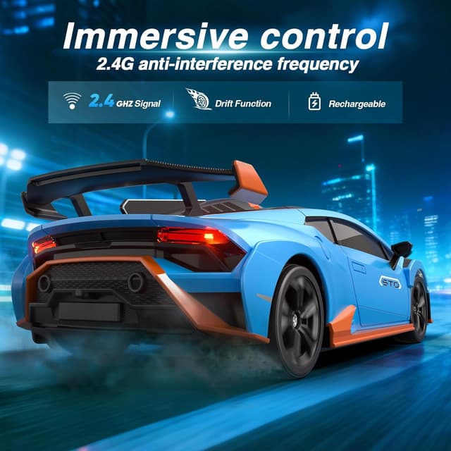 Detalle 2 de Lamborghini RC Drift Car (1:24) – 4WD mini 4WD remote control drift car with LED lights, 25 km/h