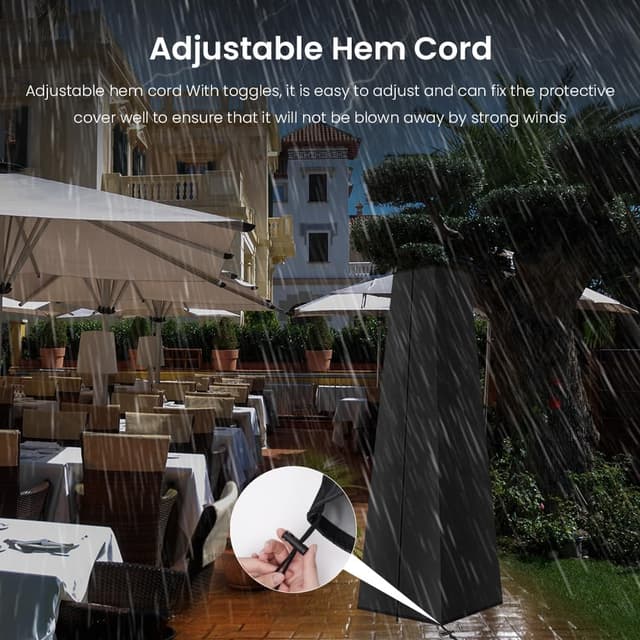 Detalle de AOOWU housse de chauffe-patio imperméable pour parasol chauffant rond (221 × 61 × 53 cm)