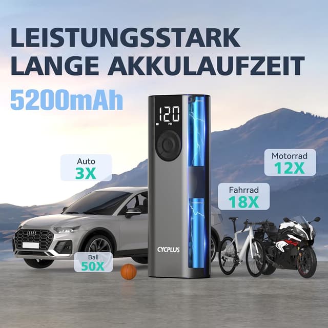 Detalle de CYCPLUS Luftpumpe Max 150 PSI mit LCD