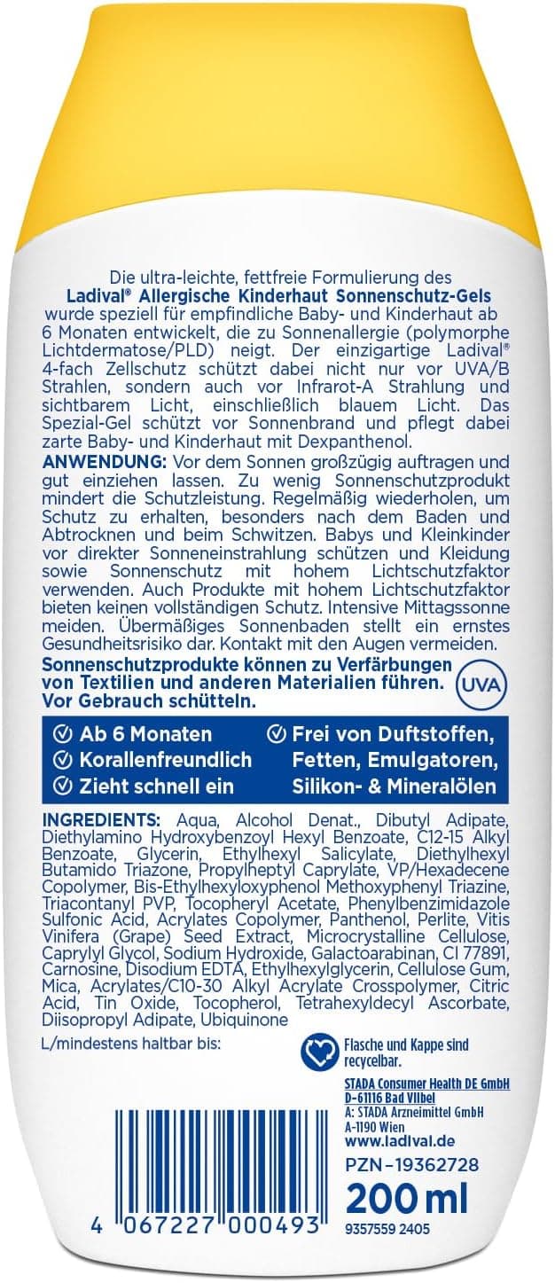 Detalle 2 de Ladival Kinder Sonnenschutz Gel 200ml LSF 50+