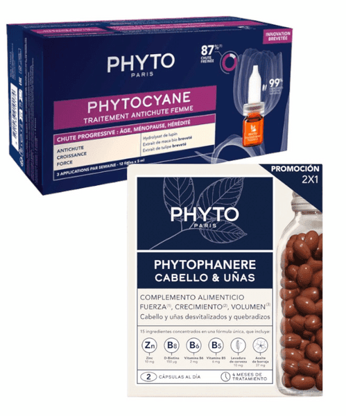 Detalle de Phyto Phytocyane Mujer Ampollas Anticaída y Suplemento Cabello 💇♀