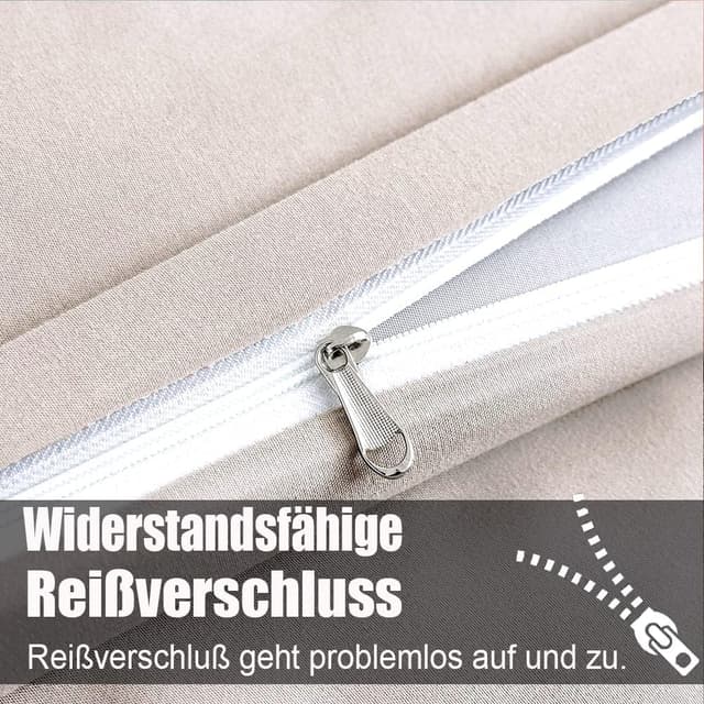 Detalle de Soifox Bettwäsche 200x200 Beige (Mikrofaser) – knitterfrei & bügelfrei, 2-teiliges Set inkl. Kissenbezug