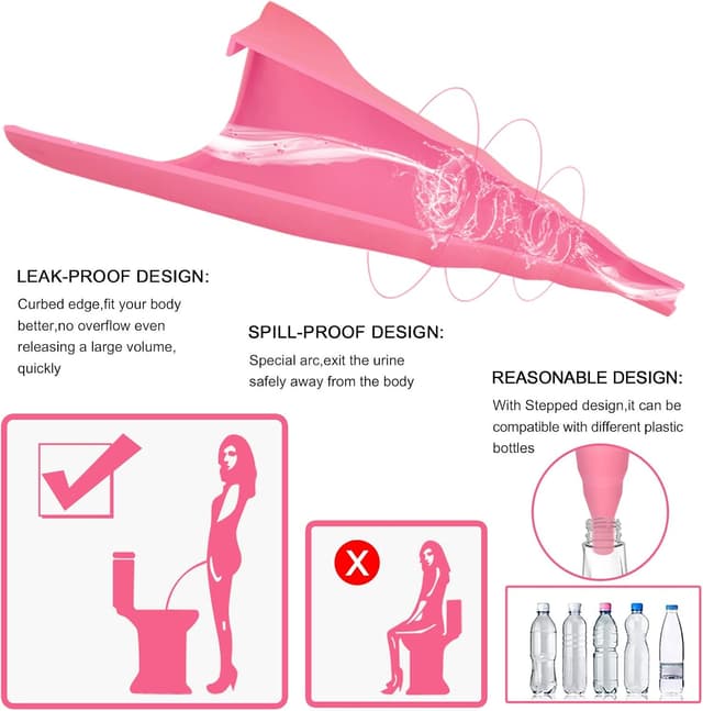 Detalle de Urinella für Frauen – wiederverwendbares tragbares Urinal aus weichem Silikon für Stehen oder Hocken