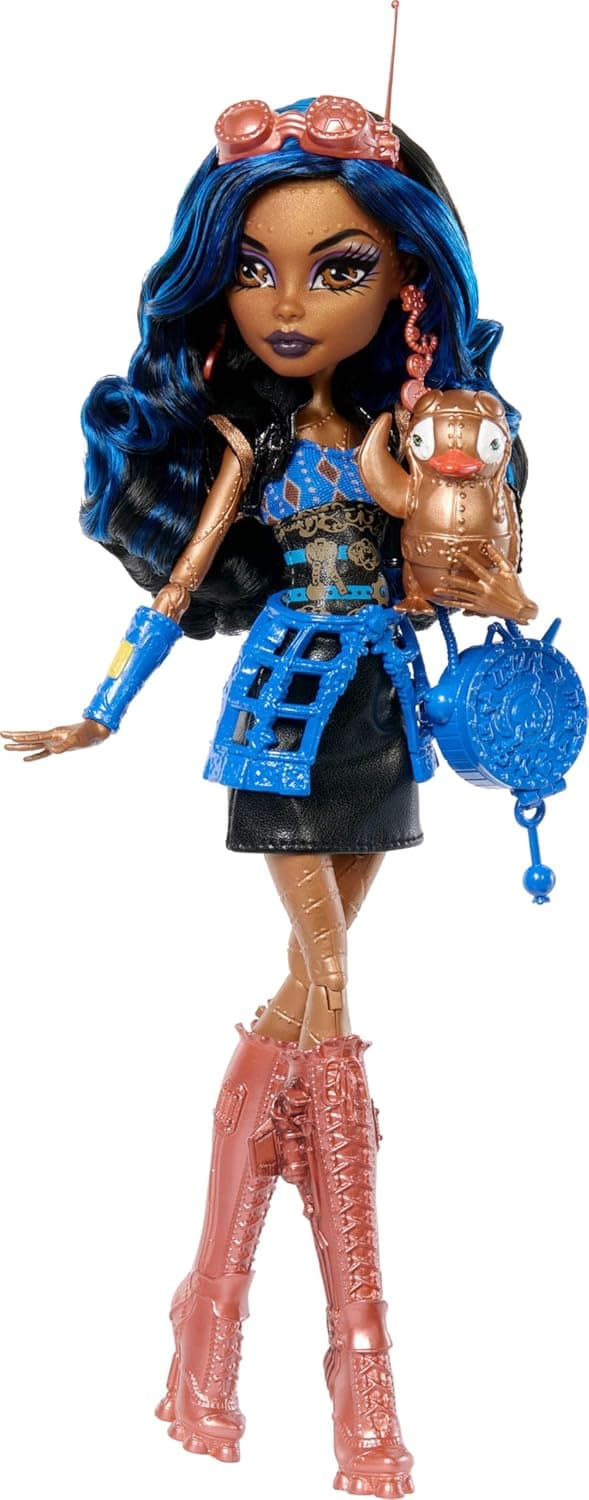 Detalle de Monster High Boo-riginal Creeproduction Robecca Steam (JHK59) con peana, diario y mascota Captain Penny