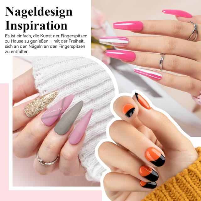 Detalle de VANREESA UV-Nagellack-Set mit 55 Farben, Unterlack und Überlacken (inkl. Glitzer & mattem Finish)