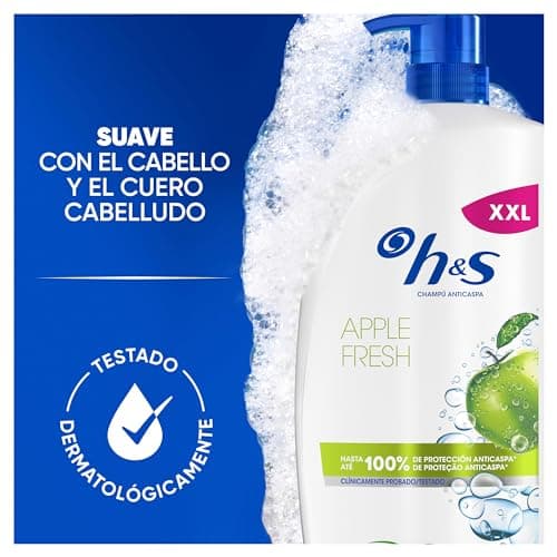 Detalle de h&s Apple Fresh Champú Anticaspa con Dispensador 2x1000 ml, uso diario, aroma a manzana