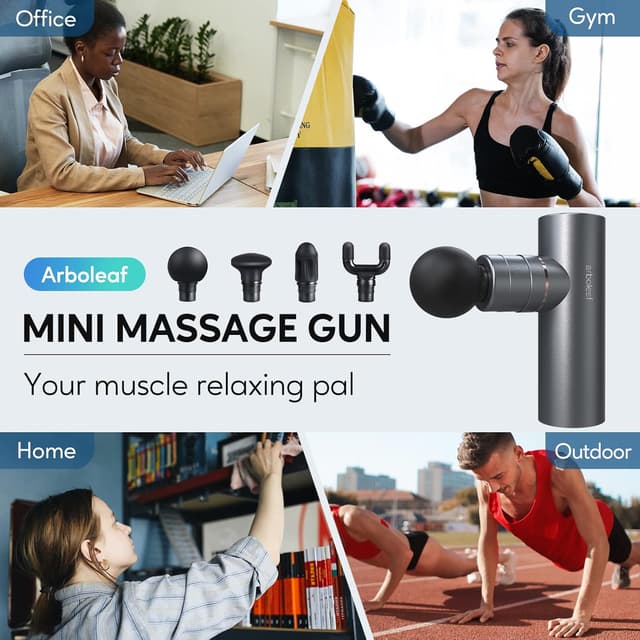 Thumbnail 6 de arboleaf Massage Gun Mini Deep Tissue with 4 Silicone Heads (USB-C, 5 Levels up to 3200 rpm)