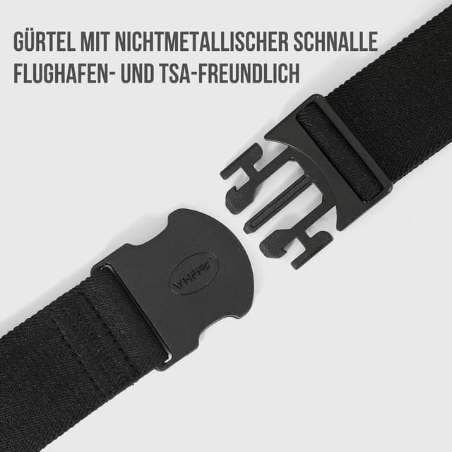 Detalle de WHIPPY elastischer Gürtel für Herren & Unisex – verstellbarer Outdoor-Stretchgürtel mit Kunststoffschnalle