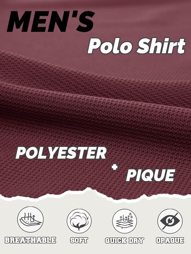 Detalle de KEFITEVD Polo à séchage rapide homme en polyester piqué – manches courtes, col chemisier