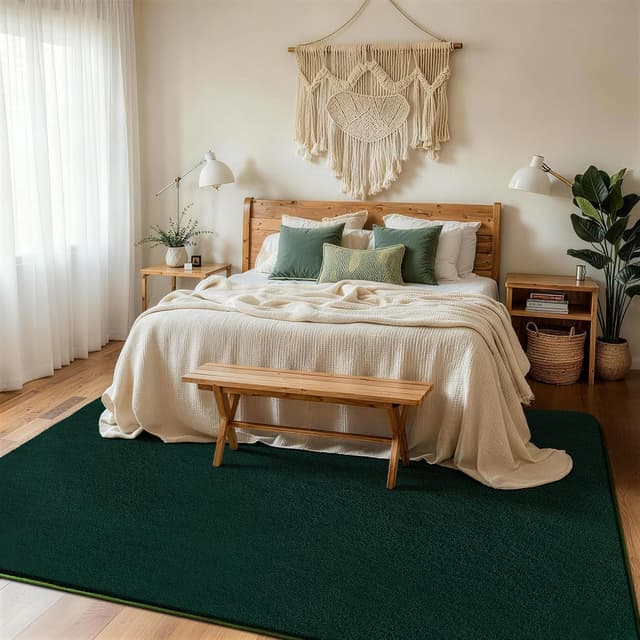 Detalle 2 de XSIVOD Soft Area Rug 200x300 cm in Dark Green (washable, non-slip shaggy carpet)