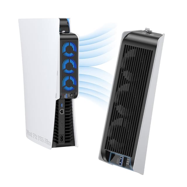 Detalle de KIWIHOME Cooling Fan for PS5 (2020 models) with Auto Speed, USB3.0 passthrough and LED (White)