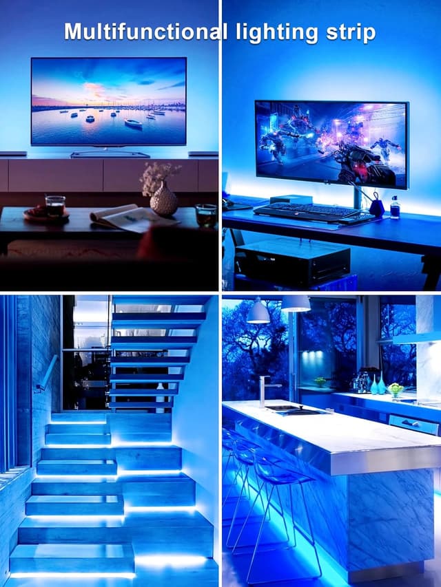 Detalle 2 de KANTUTOE LED TV Hintergrundbeleuchtung (6 m) mit RGB, Musik-Sync, Bluetooth-App & Fernsteuerung für 65–85 Zoll