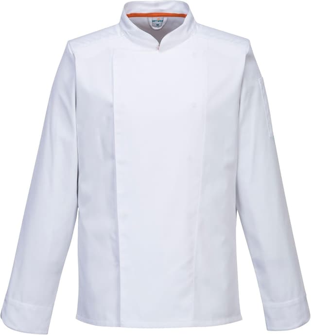 Detalle de Portwest MeshAir Pro Chef: giacca da lavoro da cucina con accesso frontale pratico