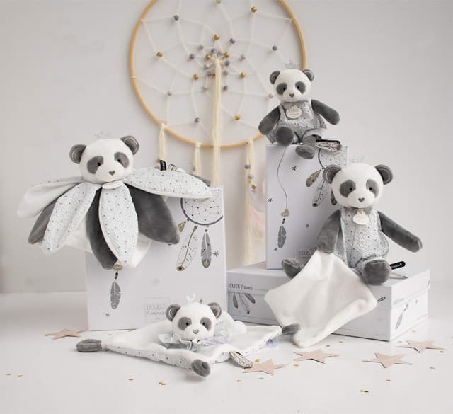Detalle 2 de Doudou et Compagnie DC3548 ATTRAPE-REVE Panda – Plüsch im Geschenkbox-Format, grau
