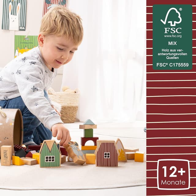 Thumbnail 2 de Hej LØNNE! 56x Mattoncini Legno per Bambini