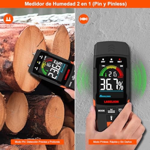 Detalle de LASELION MS03 Medidor de Humedad 2 en 1 📏