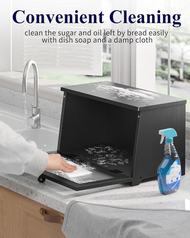 Detalle 2 de Kitsure Wooden Bread Box with Magnetic Acrylic Door and Large Capacity Storage