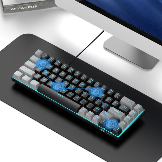 Detalle 2 de MageGee MK-Box 60% Mechanical Keyboard (68-Key) with Red Linear Switches and LED Backlight