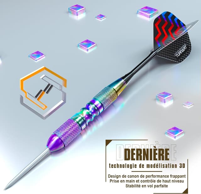 Detalle de Turnart lot de 12 fléchettes à pointe acier pour cible 22/24 g