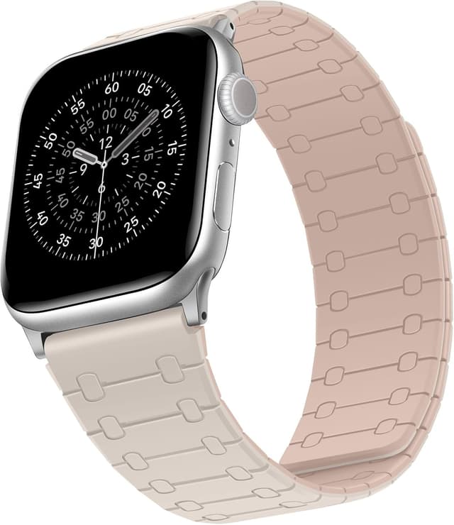Detalle de Sixmoat Double Sided Magnetic Straps for Apple Watch (Starlight-Pink) – Soft Silicone Fit for 42/41/40/38mm