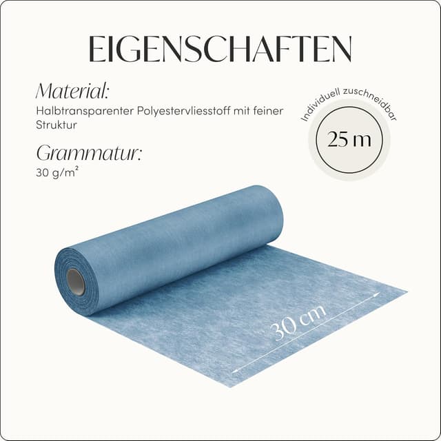 Thumbnail 4 de 100%Mosel Vlies TischlĂ€ufer Rauchblau 30 cm đ